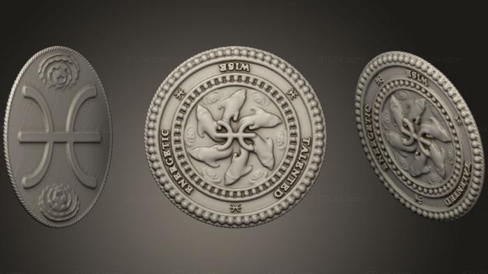 Coins (fish sign zodiac, MN_0050) 3D models for cnc